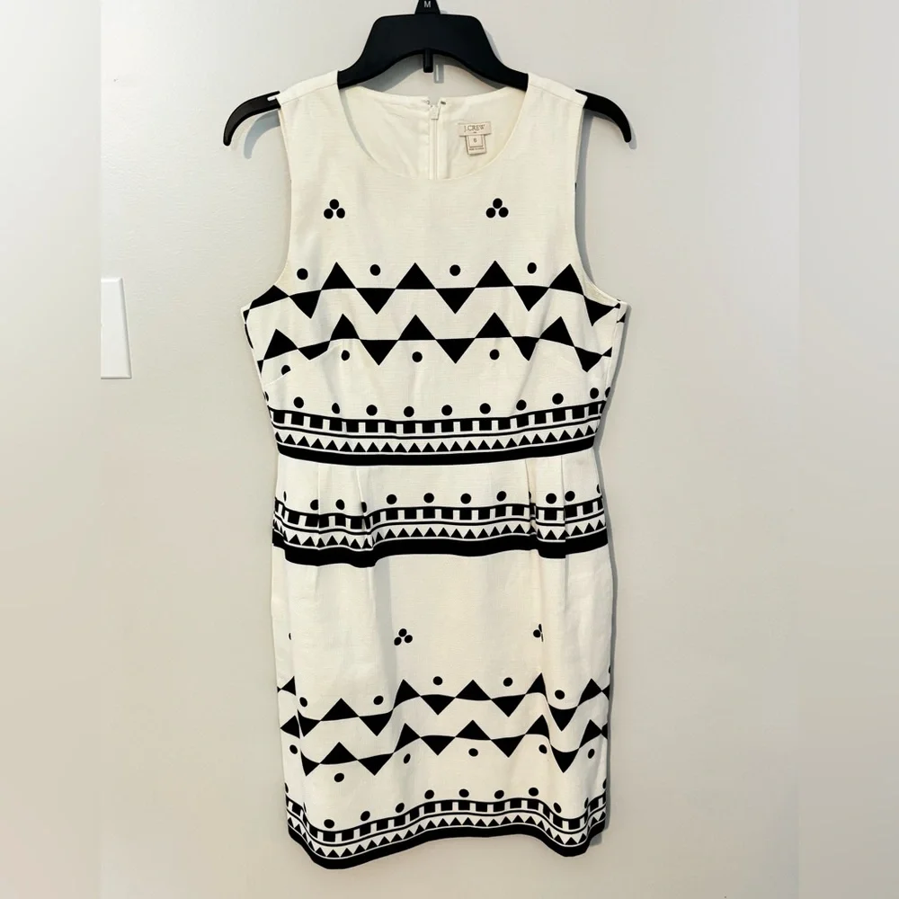 J. Crew Shift Dress, white, and navy blue
